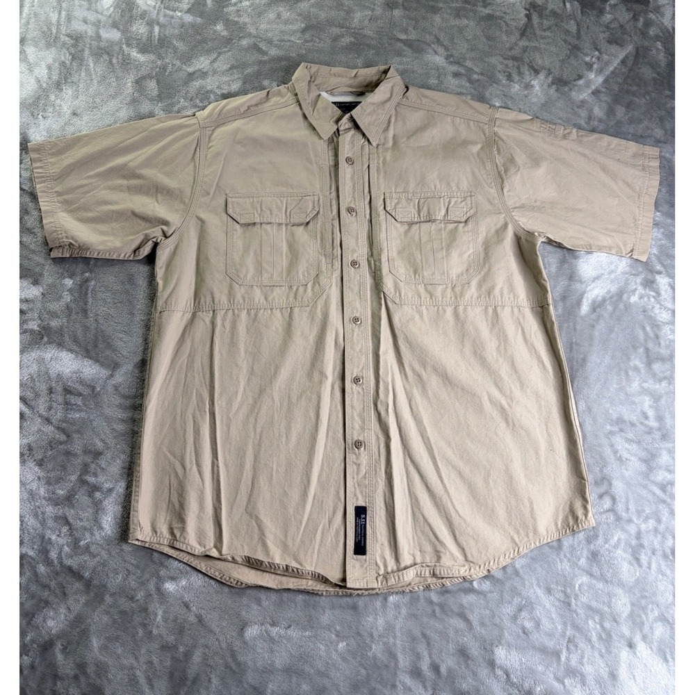 5.11 Tactical Series Men's Button-Up L Khaki Hidden Document Pockets